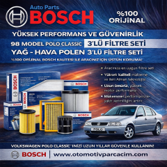 98 MODEL POLO CLASSİC  (AFT MOTOR) PERİYODİK BAKIM SETİ  BOSCH MARKA  ( Hava, Yağ ve Polen Filtre Set ).