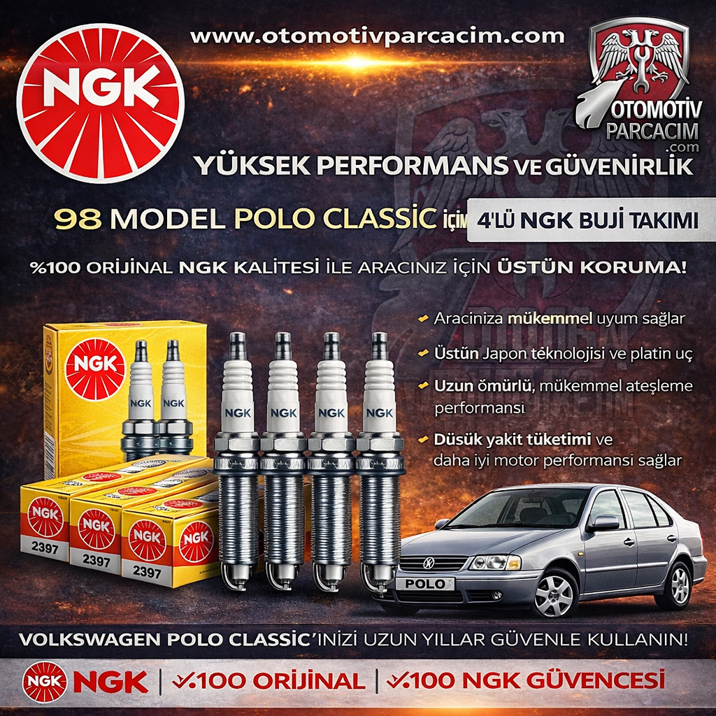 98 MODEL POLO CLASSİC  (AFT MOTOR) BUJİ TAKIMI NGK MARKA 4 LÜ SET