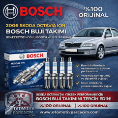 2006 SKODA OCTAVİA (BSE MOTOR) BUJİ TAKIMI BOSCH MARKA 4 LÜ SET