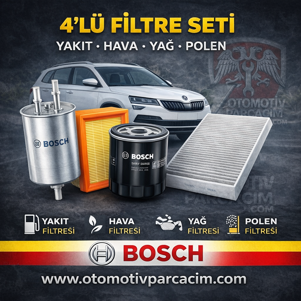 2018 SKODA KAROQ DİZEL 1.6  ( DDY MOTOR) FULL PERİYODİK BAKIM SETİ ADET BOSCH MARKA ( YAKIT, HAVA, YAĞ VE POLEN )