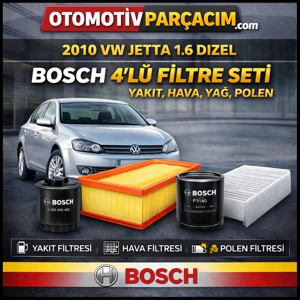 2010 VOLKSWAGEN JETTA 1.6 DİZEL ( CAYC MOTOR) FULL PERİYODİK BAKIM SETİ BOSCH MARKA ( YAKIT YAĞ HAVA VE POLEN )