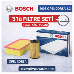 2003 Opel Corsa 1.2 Periyodik Bakım Seti ( Z12XE Motor ) Bosch Marka Hava, Yağ, Polen 3 lü set