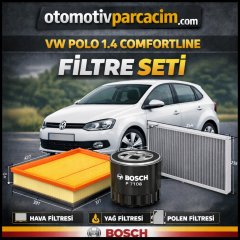 VW Polo 1.4 Comfortline Periyodik Bakım Seti ( CGG Motor ) Bosch Marka ( Hava, Yağ, Polen ) 3'lü Set