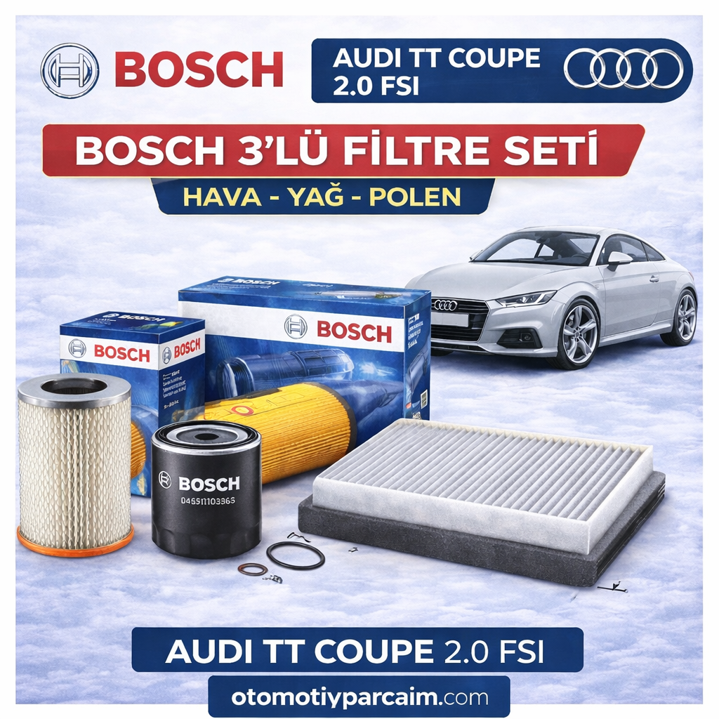 Audi TT Coupe 2.0 TFSI Periyodik Bakım Seti Bosch Marka 3'lü Filtre Seti