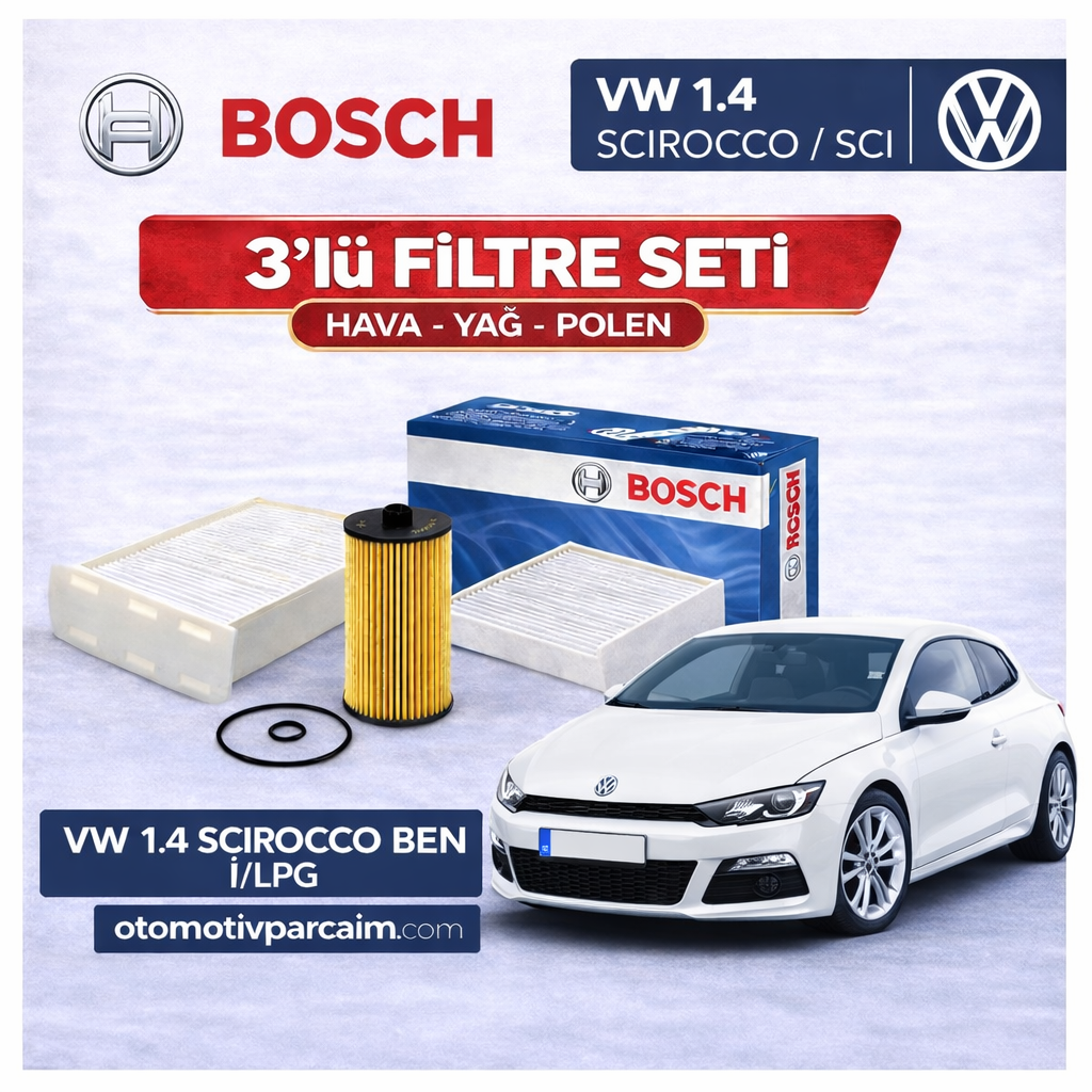 VW Scirocco 1.4 SCI Periyodik Bakım Seti Bosc Marka ( CTHD Motor ) 3'lü Set