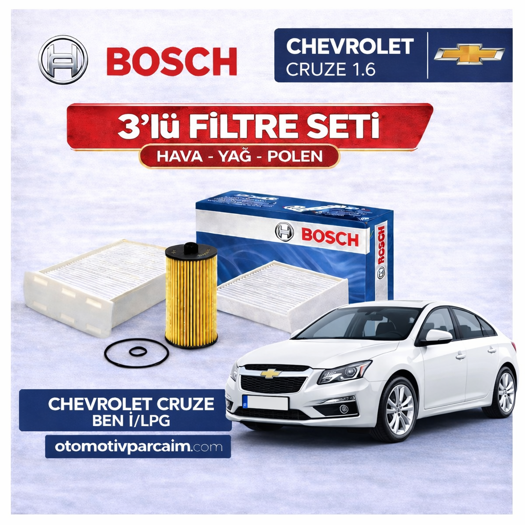 Chevrolet Cruze 1.6 Periyodik Bakım Seti Benzin/lpg ( F16D Motor ) Bosch Marka 3'lü Set