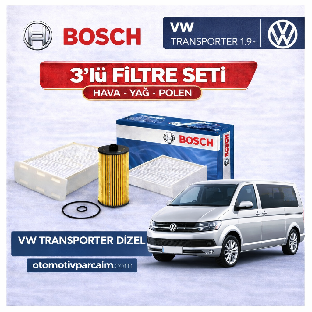 VW Transporter 1.9 TDI DİZEL PERİYODİK BAKIM SETİ AXB MOTOR BOSCH MARKA (YAĞ HAVA VE POLEN )