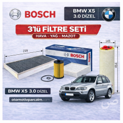 BMW X5 3.0 Dizel Periyodik Bakım Seti ( E53 ) Bosch Marka 3'lü set