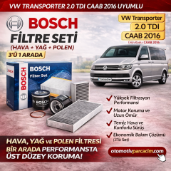 VW Transporter 2.0 TDI Bosch Filtre Seti CAAB 2016 Ekonomik Transporter Bakım seti