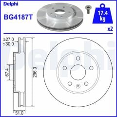 Opel İnsignia Ön Fren Disk Takım Sağ/Sol Delphi Marka 296 mm