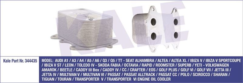 Volkswagen Caddy 2011-2014 Model Arası 1.6 TDI Motor Yağ Soğutucu Kale Marka | 03L117021C