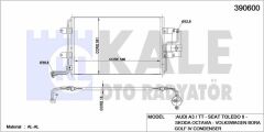 VW GOLF4 BORA  KLİMA RADYATÖRÜ  AUDI A3 SEAT TOLEDO LEON SKODA OCTAVIA 1.4 1.6 1.6 FSI 1.8 1.9 SDI 1.9TDI 2.0 2.3 2.8 98 > KALE MARKA